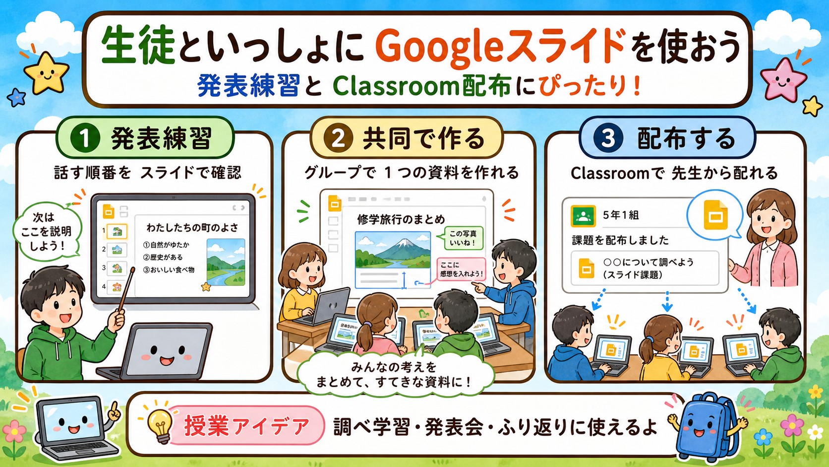 生徒といっしょにGoogleスライドを使おう インフォグラフィック