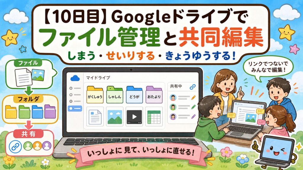 【10日目】Googleドライブでファイル管理と共同編集 アイキャッチ