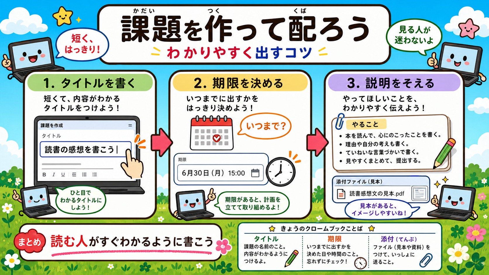 課題を作って配ろう インフォグラフィック