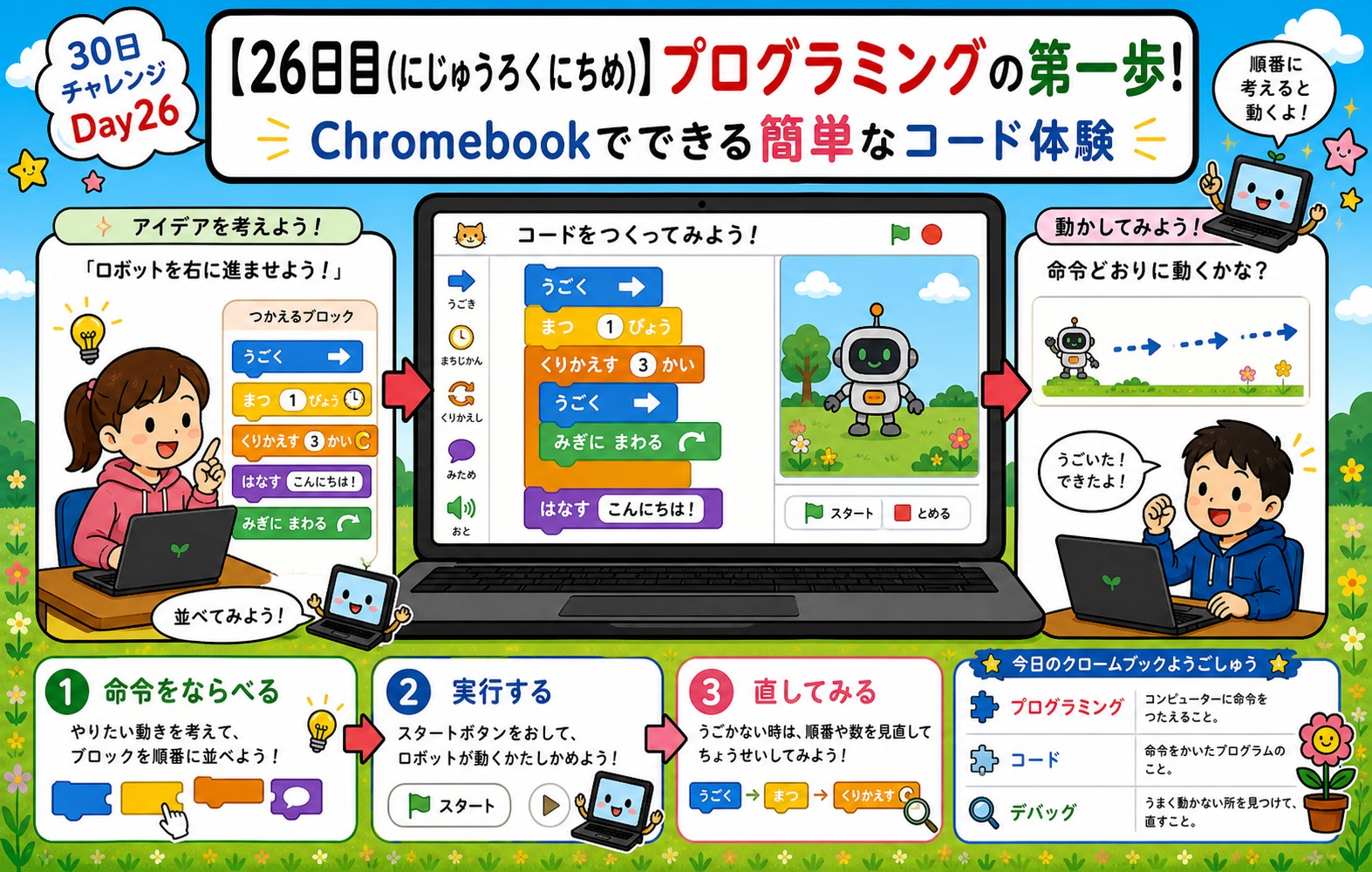 【26日目】プログラミングの第一歩 アイキャッチ