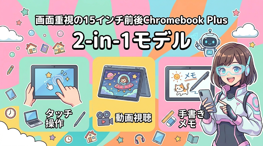 タブレットにもなる2-in-1 Chromebook Plus