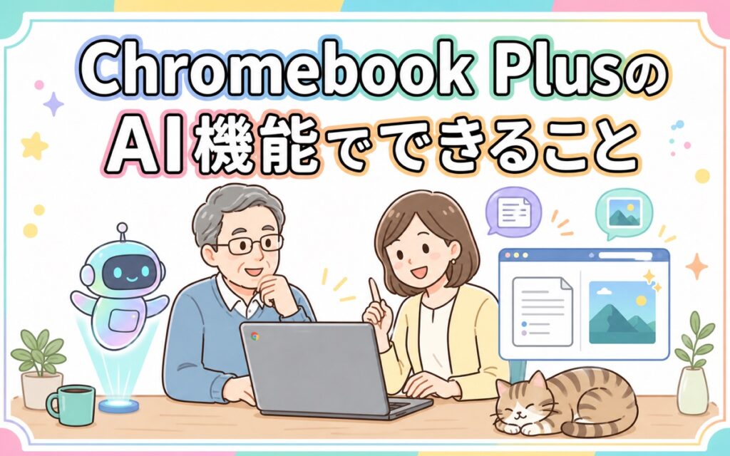 Chromebook PlusのAI機能でできることを紹介するアイキャッチ
