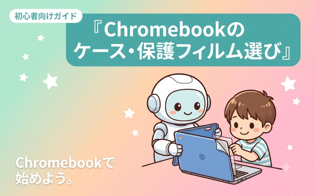 Chromebookにおすすめのケース・保護フィルムの選び方を紹介するイメージ