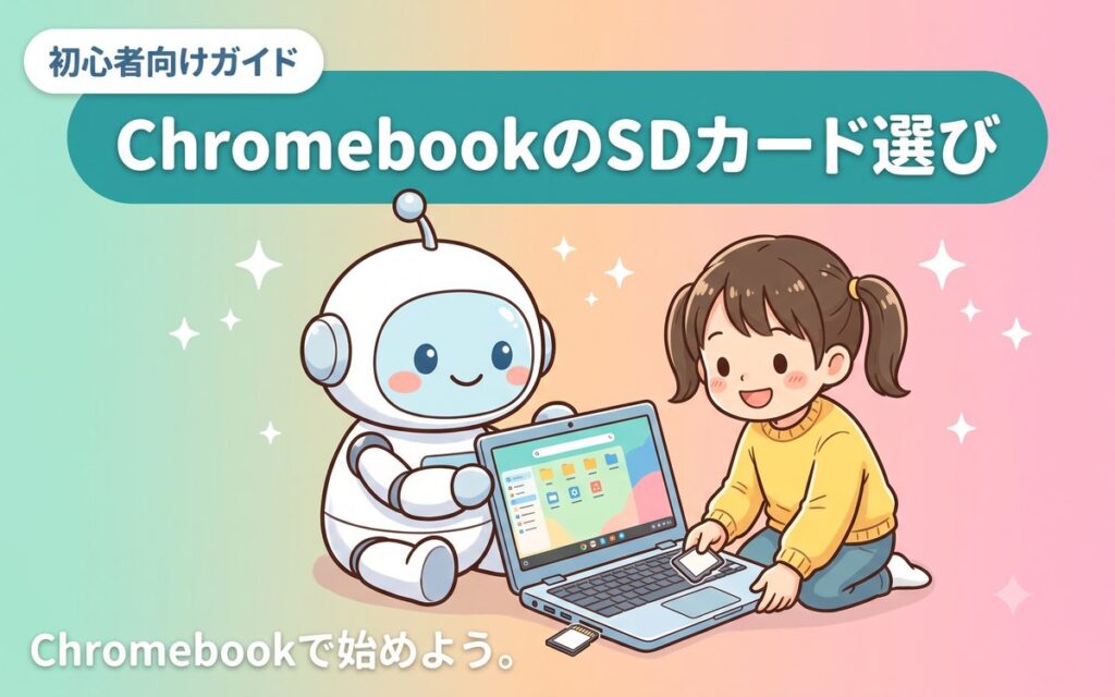 Chromebookで使えるSDカードの選び方を紹介するイメージ