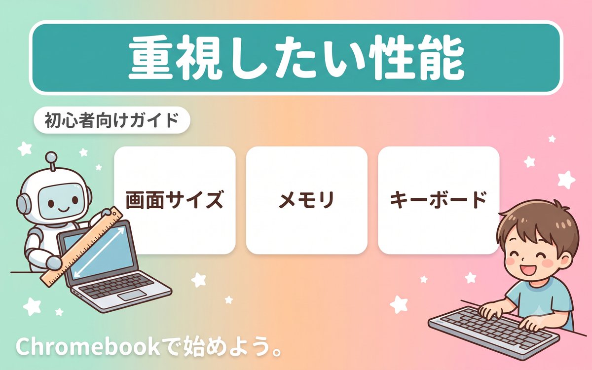 ブログ作業で重視したいChromebookの性能を示すインフォグラフィック