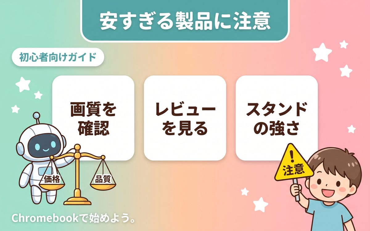 安すぎる製品の注意点を示すインフォグラフィック