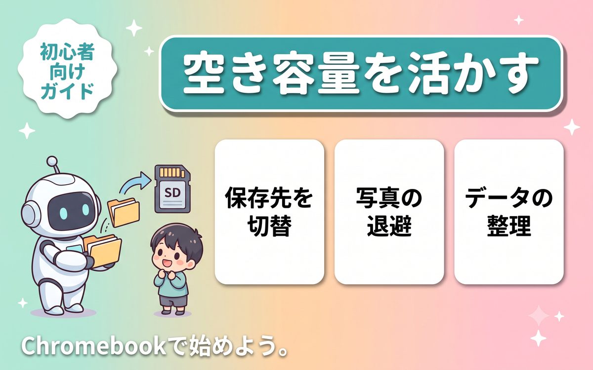 空き容量を活かすSDカードの使い方を示すインフォグラフィック