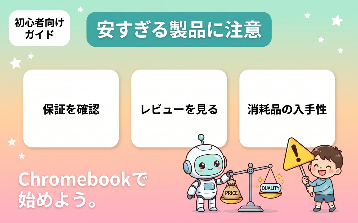 安すぎる製品の注意点を示すインフォグラフィック