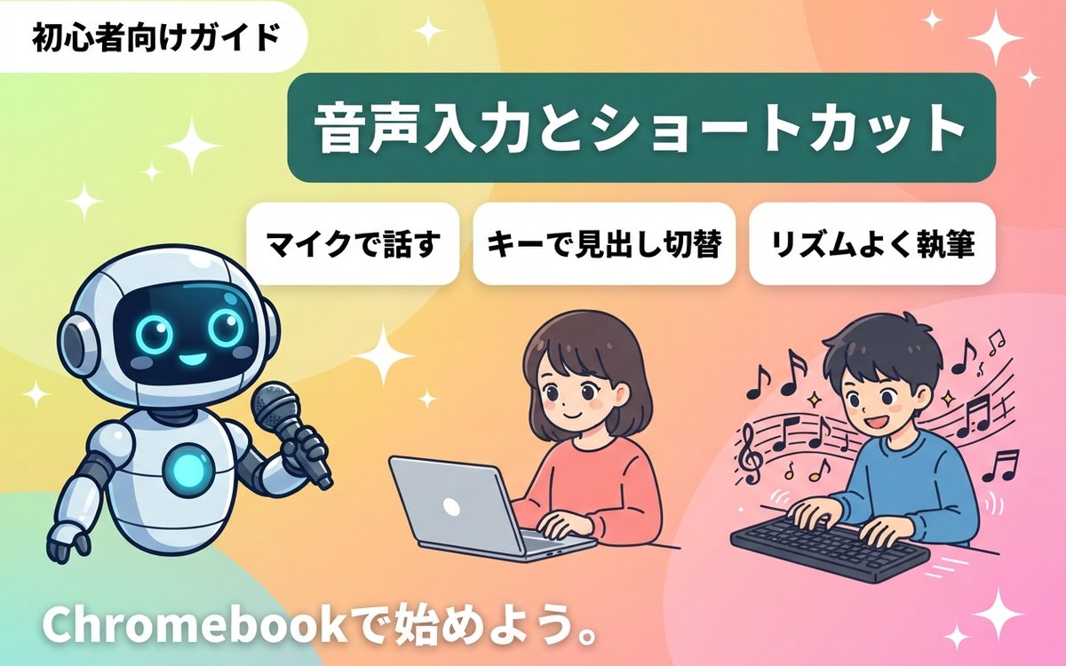 音声入力とショートカットで執筆スピードを上げる方法のインフォグラフィック