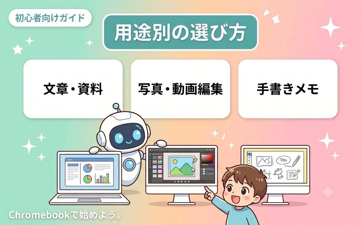 モバイルモニターの用途別の選び方を示すインフォグラフィック