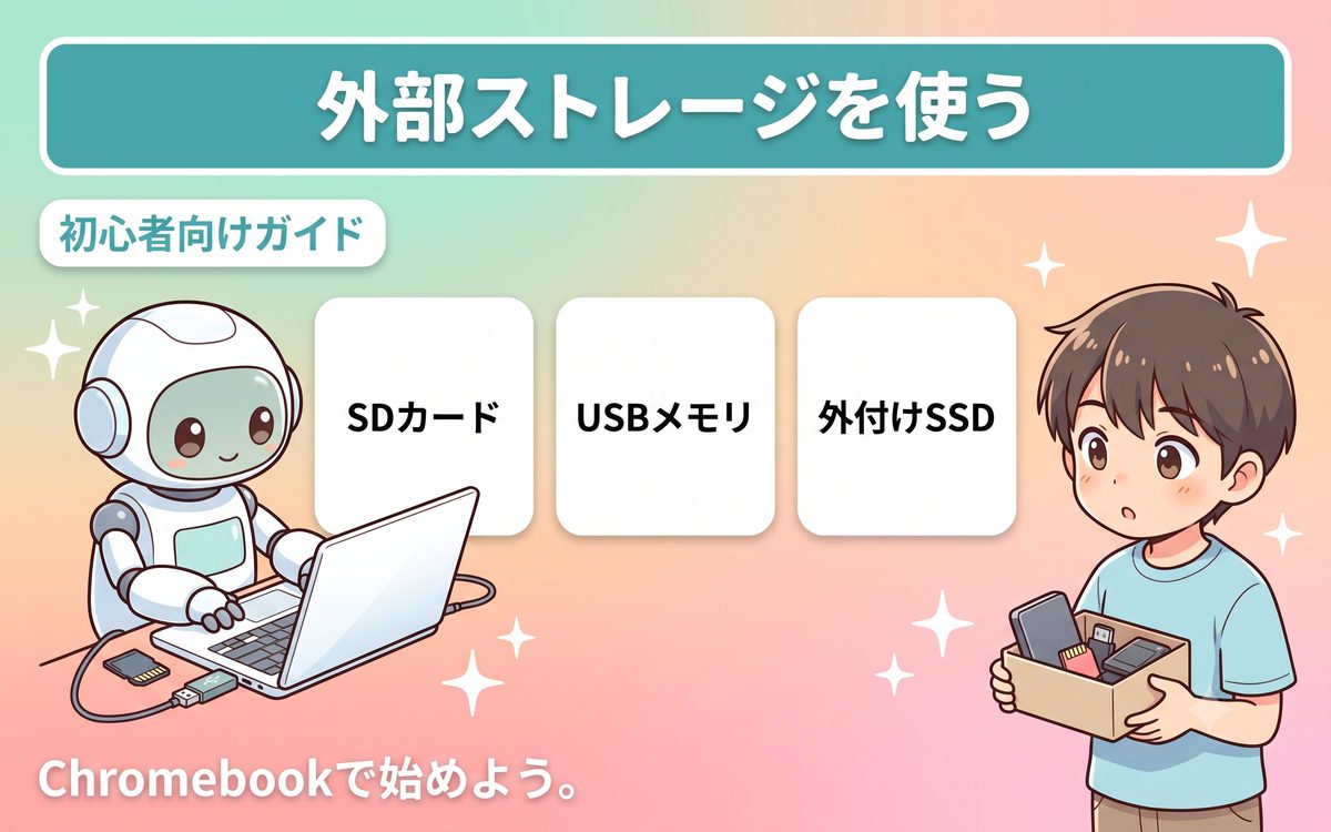 外部ストレージを使う方法を示すインフォグラフィック