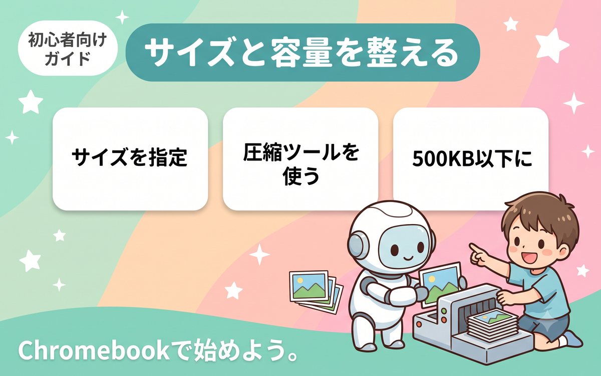 画像サイズと容量をブログ用に最適化する手順のインフォグラフィック