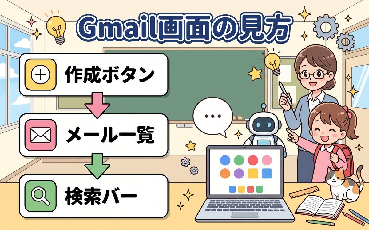 Gmail画面の見方の解説イラスト