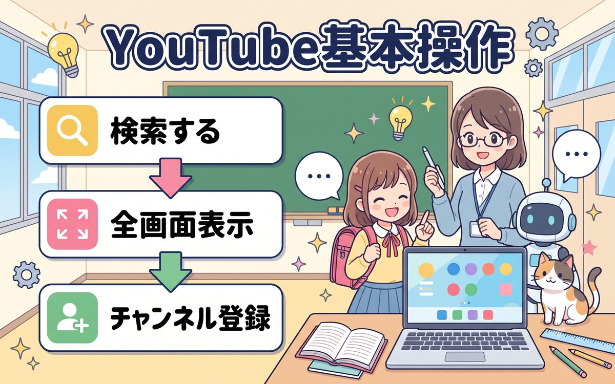 YouTube基本操作の解説イラスト