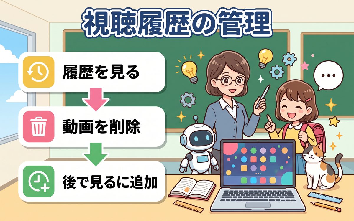 視聴履歴の管理の解説イラスト