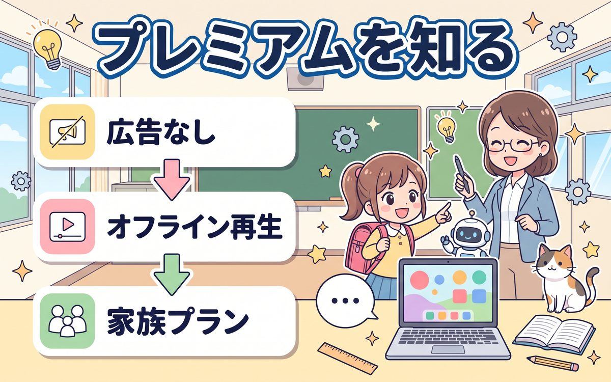 YouTubeプレミアムの解説イラスト