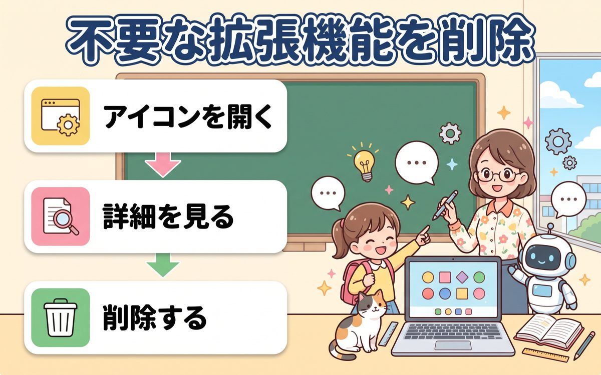 不要な拡張機能を削除する方法の解説イラスト