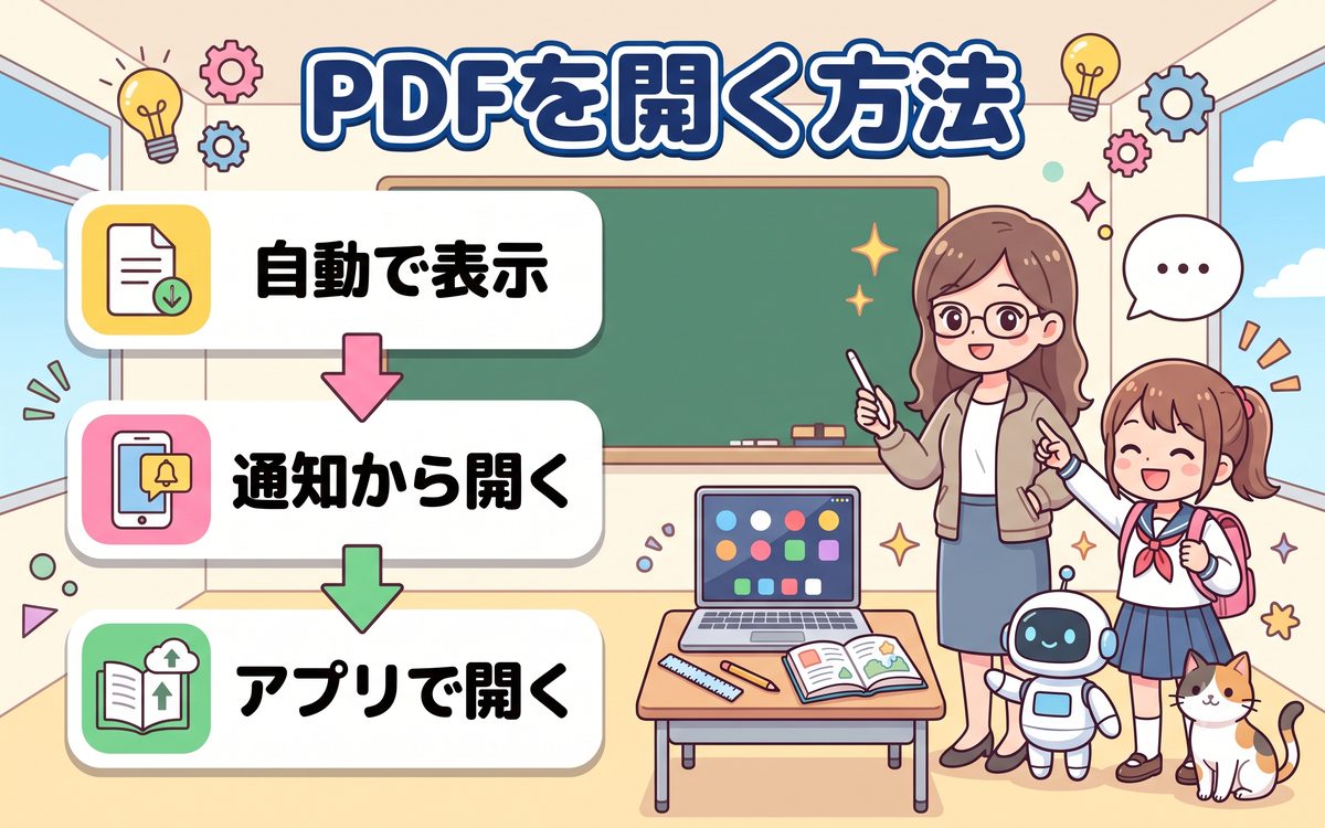 PDFを開く方法の解説イラスト