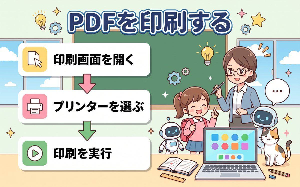 PDFを印刷する手順の解説イラスト