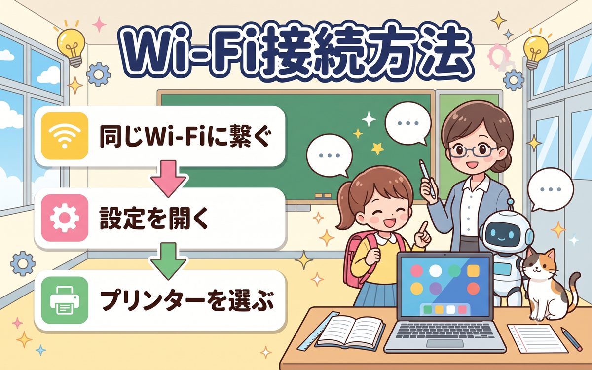 Wi-Fi接続方法の解説イラスト