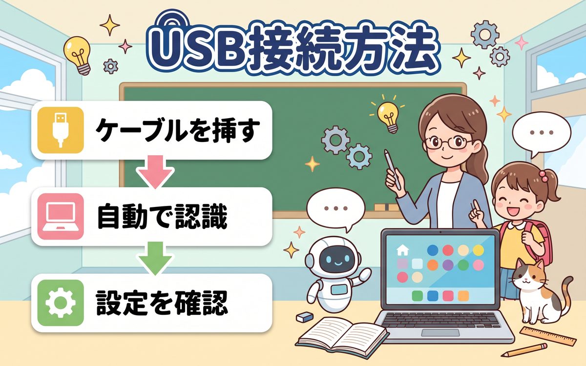 USB接続方法の解説イラスト
