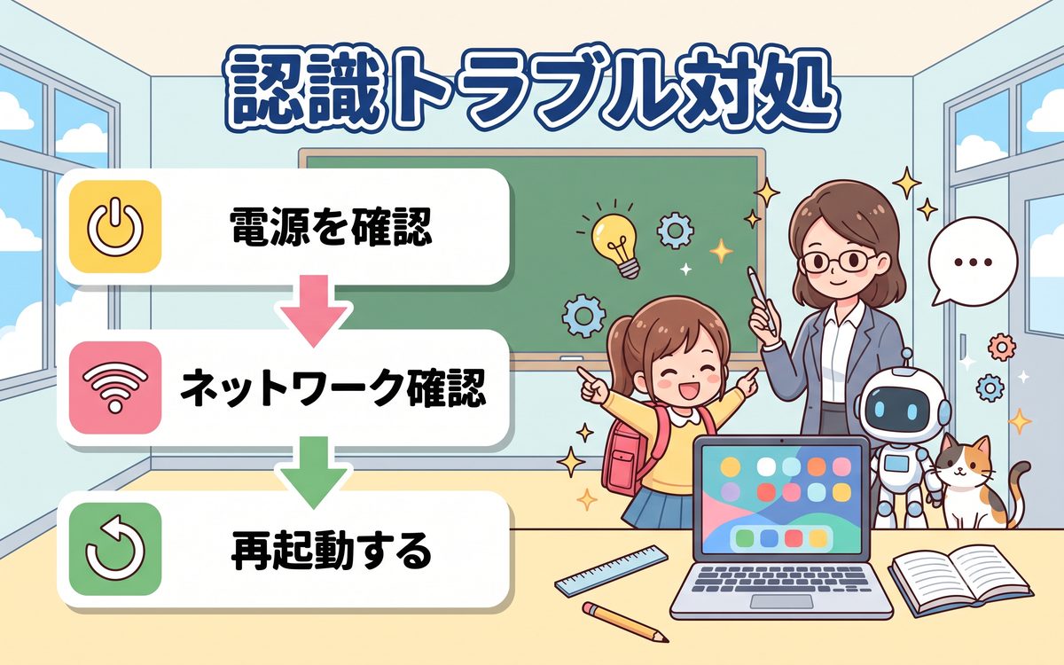 認識トラブル対処の解説イラスト