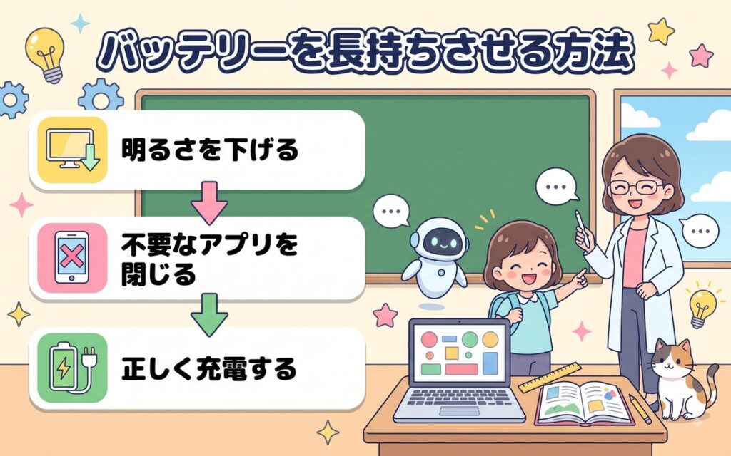 バッテリーを長持ちさせる方法のイメージ