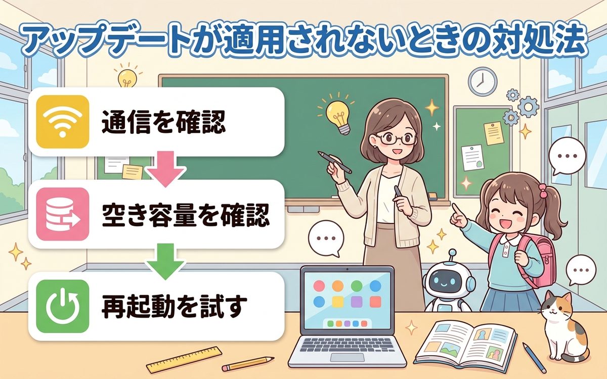 アップデートが適用されないときの対処法