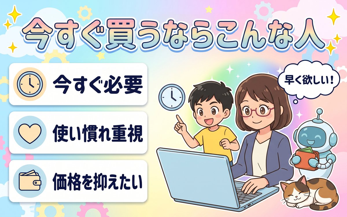 Chromebookを今すぐ買うべき人の特徴を紹介するイラスト